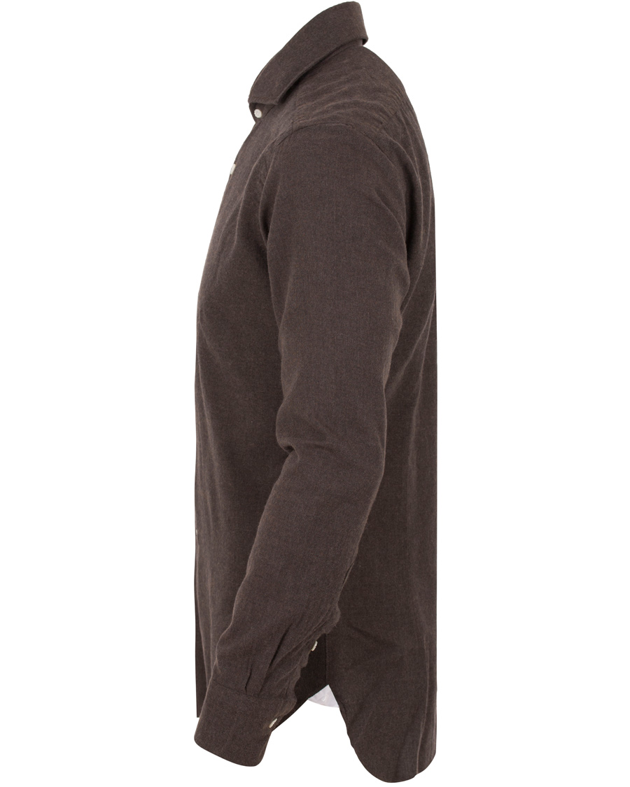 Hombres | Camisas | Barba Napoli | Dandylife Flannel Slim Fit Shirt Brown