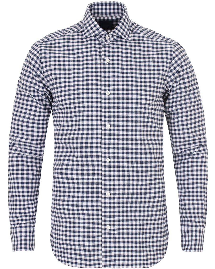 Hombres | Camisas | Barba Napoli | Dandylife Oxford Check Slim Fit Shirt Blue/White