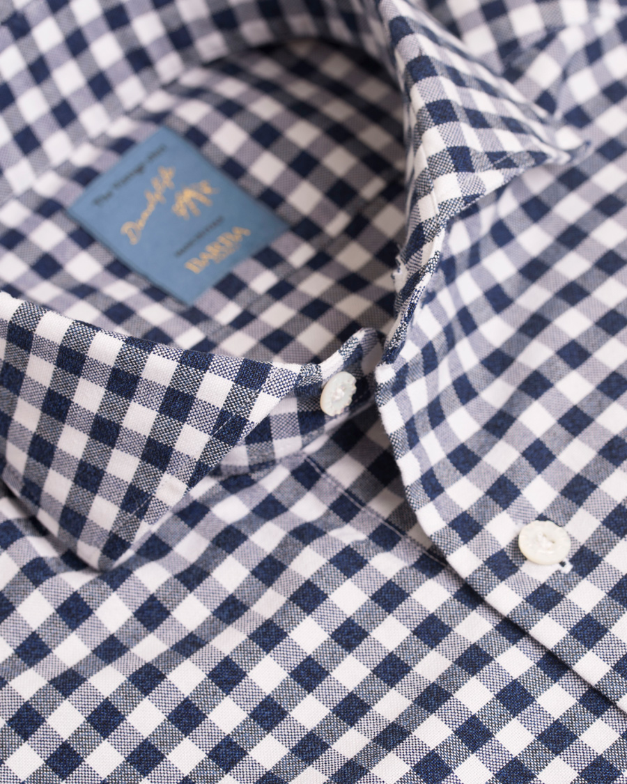 Hombres | Camisas | Barba Napoli | Dandylife Oxford Check Slim Fit Shirt Blue/White