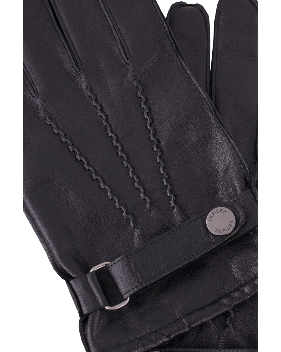 Hombres | Tommy Hilfiger Ferron Leather Gloves Flag Black | Tommy Hilfiger | Ferron Leather Gloves Flag Black