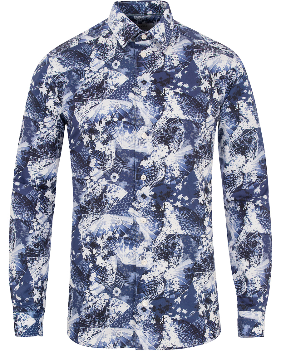 Hombres | Camisas | Eton | Slim Fit Flower Twill Shirt Blue