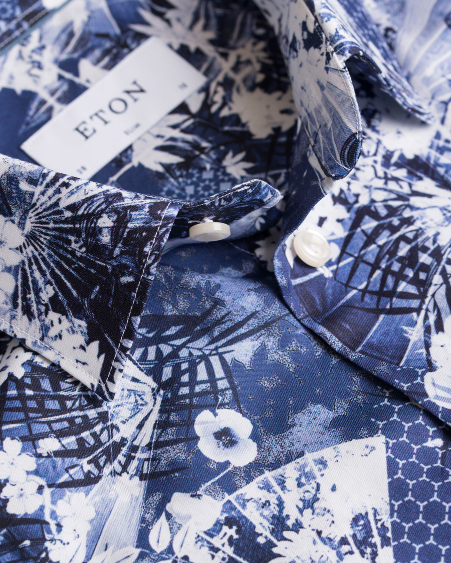 Hombres | Camisas | Eton | Slim Fit Flower Twill Shirt Blue