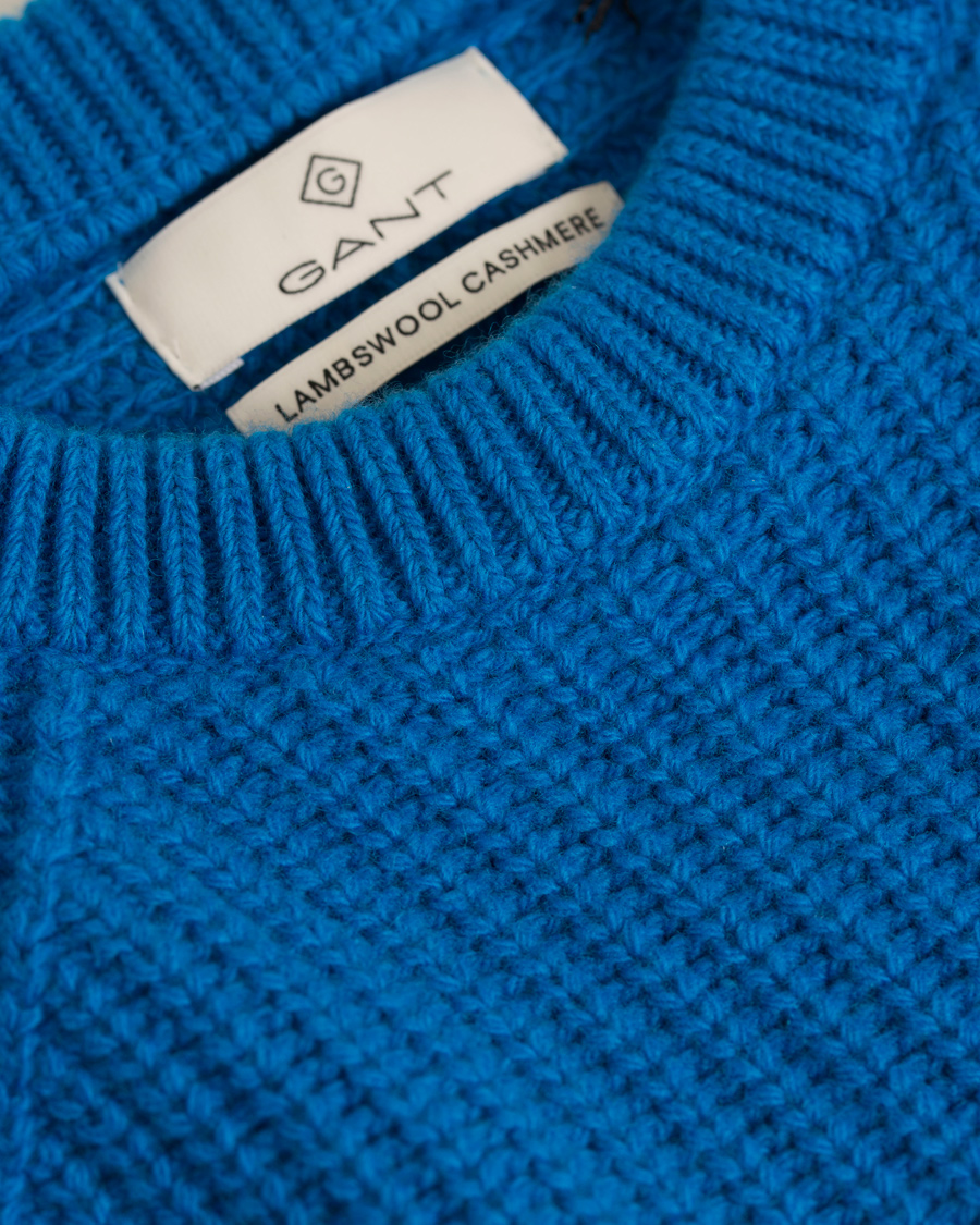 Hombres | Jerséis y prendas de punto | GANT Diamond G | Lambswool Cashmere Crew Neck Teal Blue