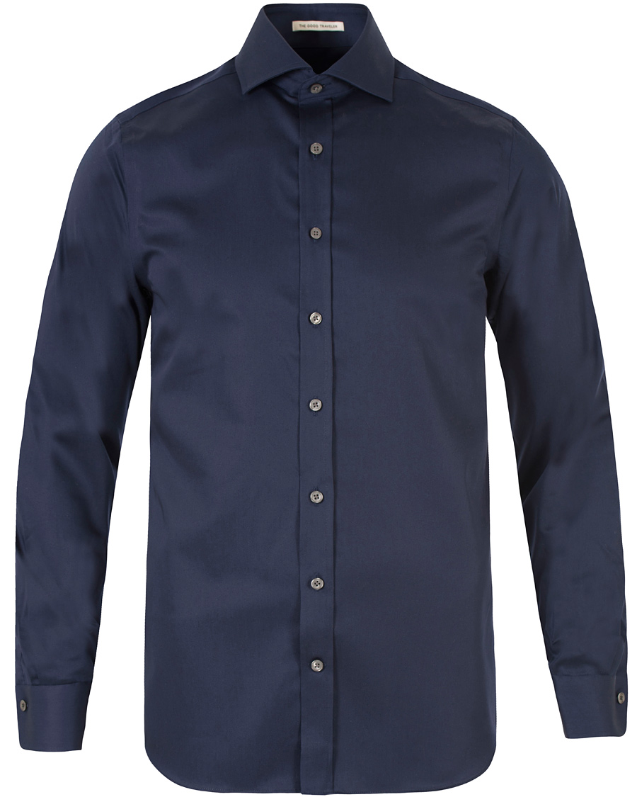 Hombres | Camisas | GANT Diamond G | Plain Satin Fitted Body Shirt Marine