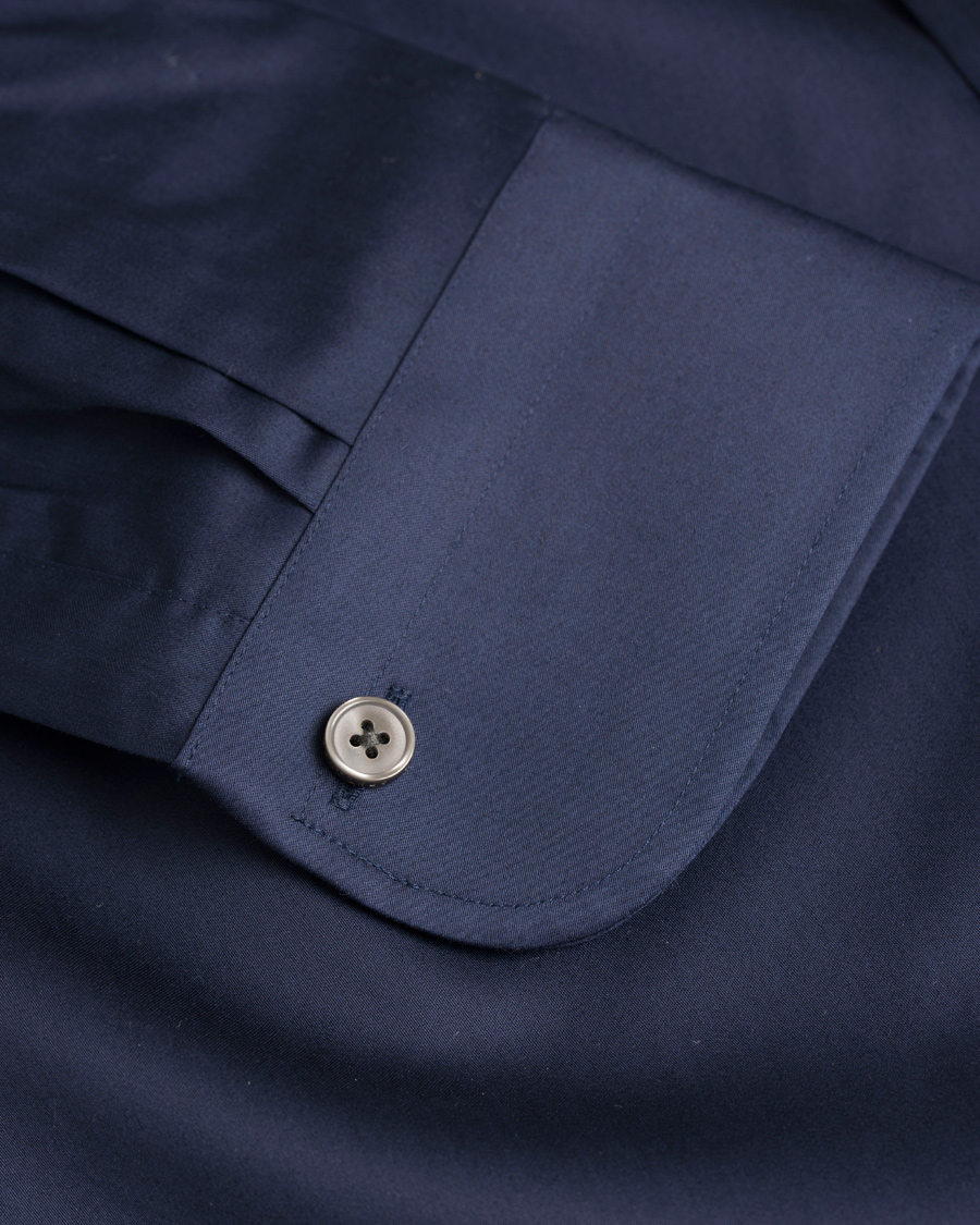 Hombres | Camisas | GANT Diamond G | Plain Satin Fitted Body Shirt Marine