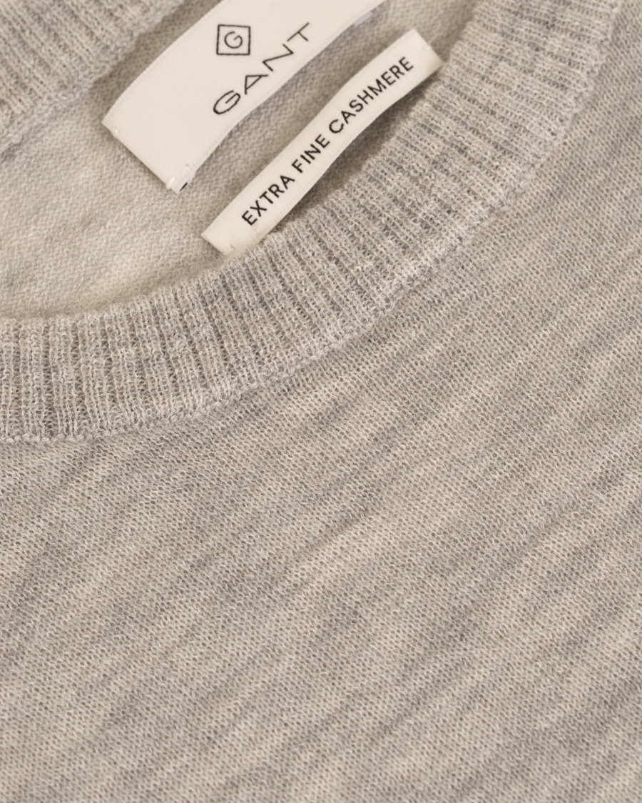Hombres | Jerséis y prendas de punto | GANT Diamond G | Extra Fine Cashmere Crew Neck Light Grey Melange