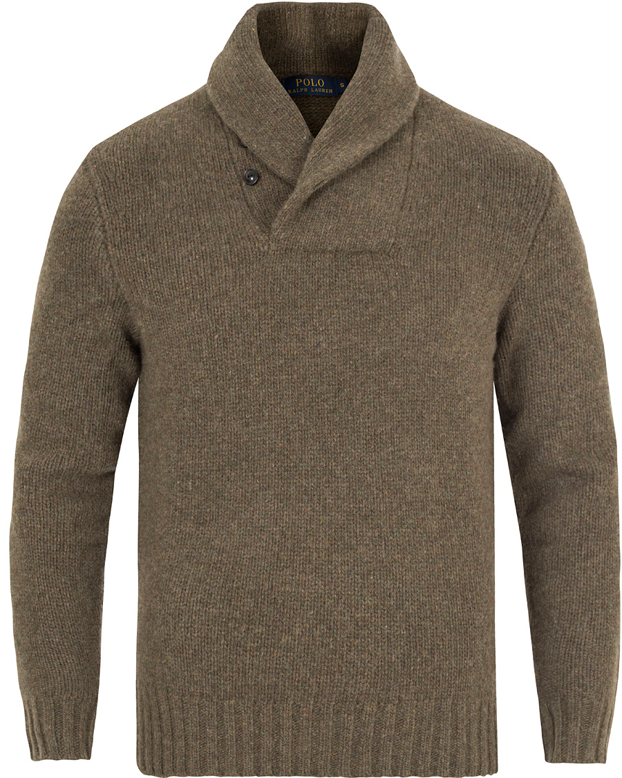 Hombres | Jerséis y prendas de punto | Polo Ralph Lauren | Knitted Wool/Cashmere  Shawl Sweater Olive Melange