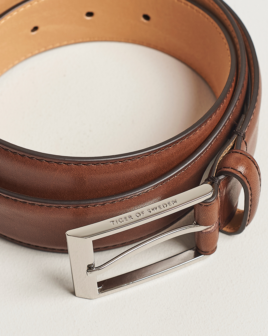 Hombres | Business & Beyond | Tiger of Sweden | Helmi Leather 3,5 cm Belt Brown