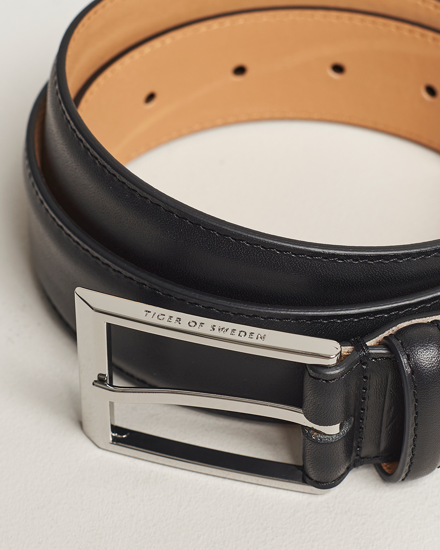 Hombres | Cinturones de cuero | Tiger of Sweden | Helmi Leather 3,5 cm Belt Black