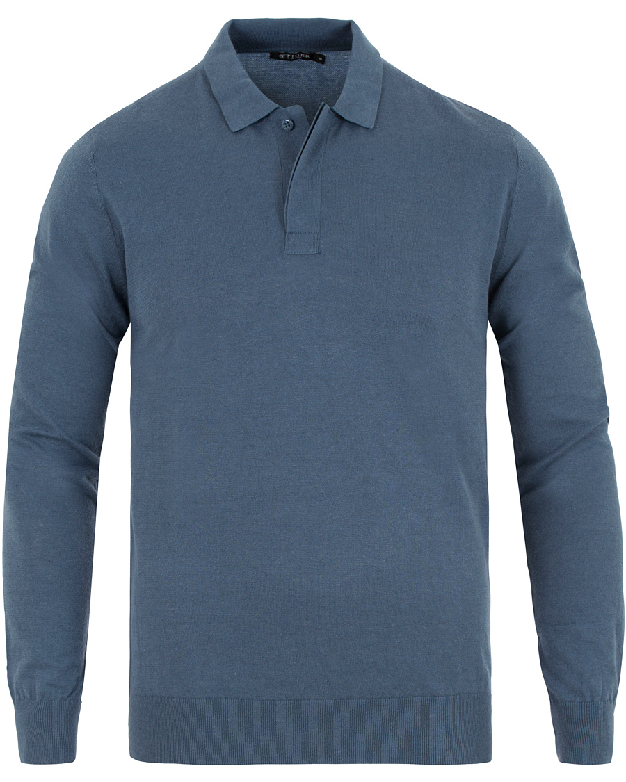 Hombres | Jerséis y prendas de punto | Tiger of Sweden | Fender Knitted Polo Teal Blue
