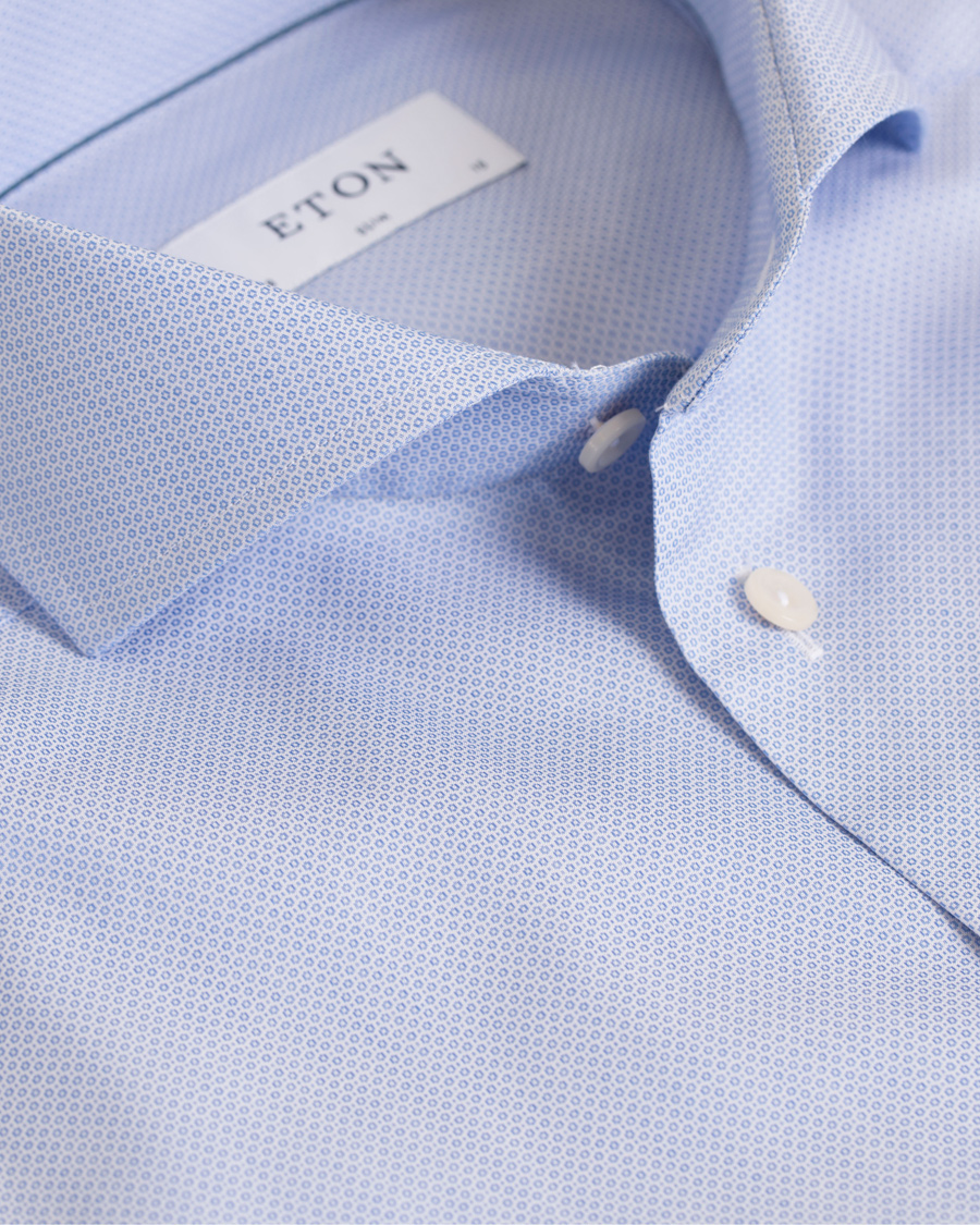 Hombres | Camisas | Eton | Slim Fit Extreme Cut Away Micro Print Shirt Blue