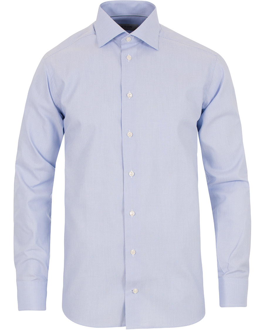 Hombres | Camisas | Eton | Slim Fit Cut Away Micro Print Shirt Blue