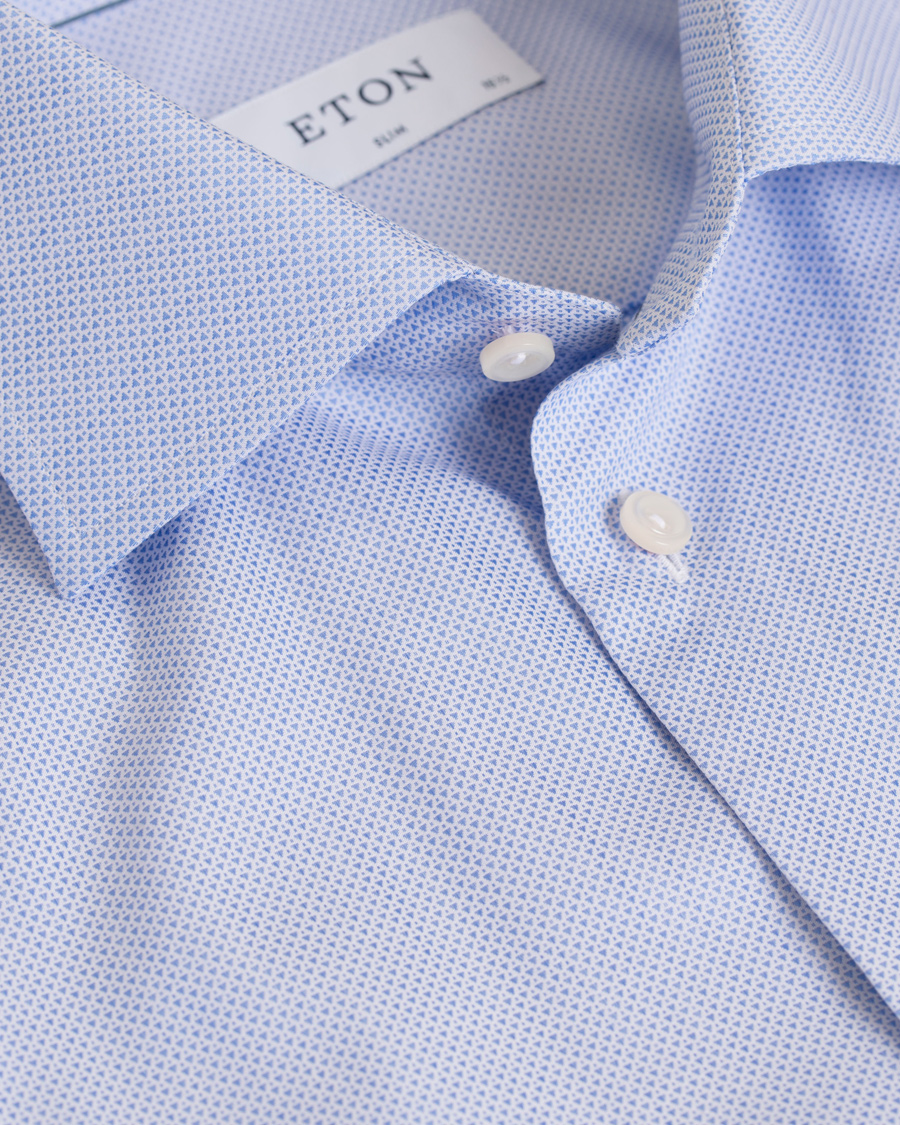 Hombres | Camisas | Eton | Slim Fit Cut Away Micro Print Shirt Blue