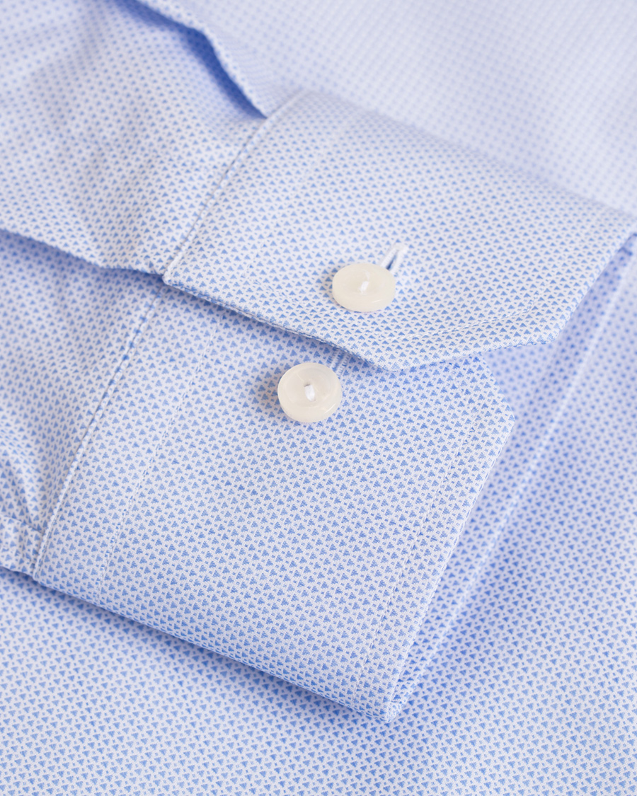 Hombres | Camisas | Eton | Slim Fit Cut Away Micro Print Shirt Blue