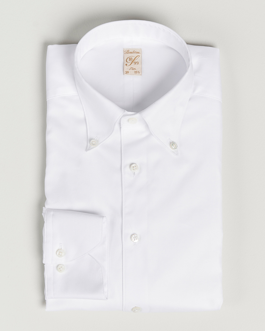 Hombres | Camisas | Stenströms | 1899 Slimline Supima Cotton Structure Shirt White