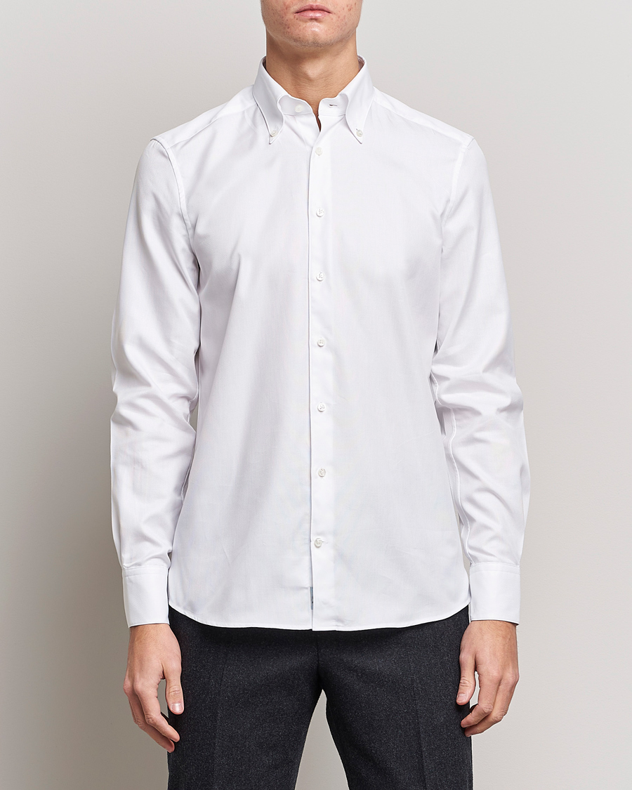 Hombres | Camisas | Stenströms | 1899 Slimline Supima Cotton Structure Shirt White