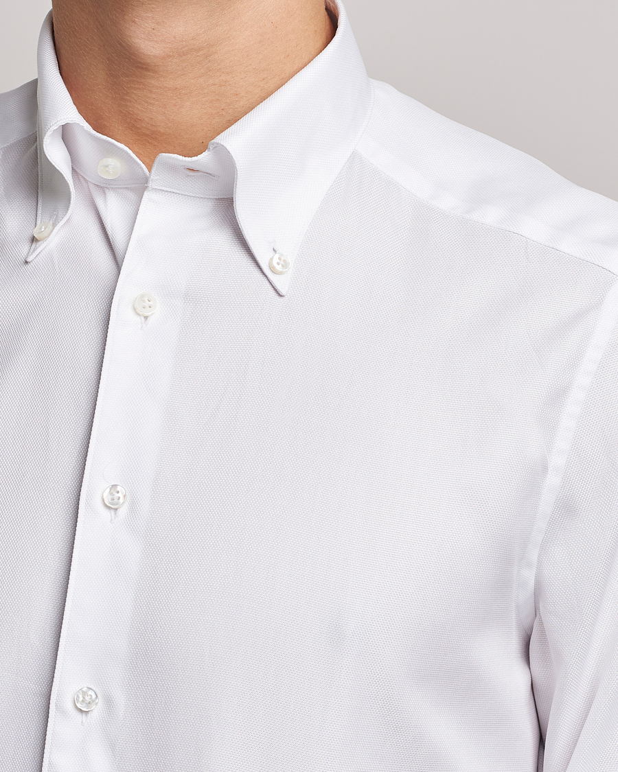 Hombres | Camisas | Stenströms | 1899 Slimline Supima Cotton Structure Shirt White