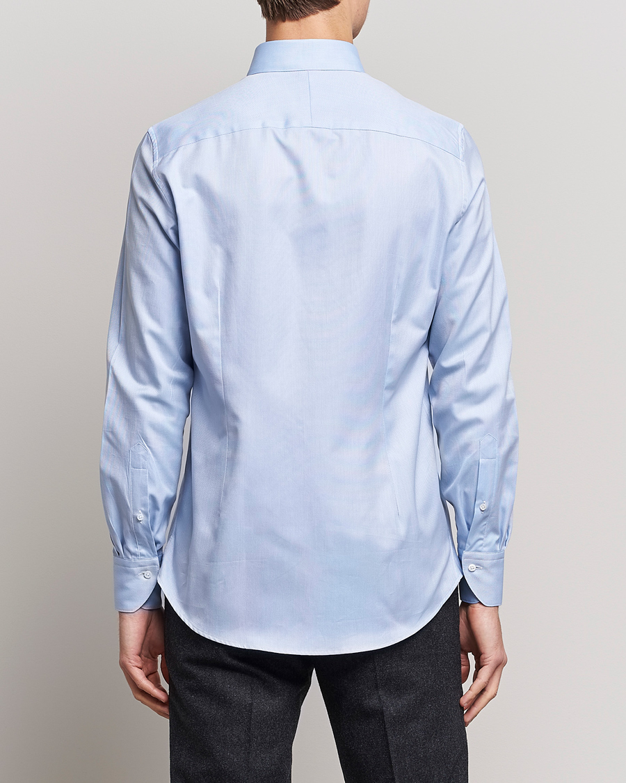 Hombres | Camisas | Stenströms | 1899 Slimline Supima Cotton Structure Shirt Blue