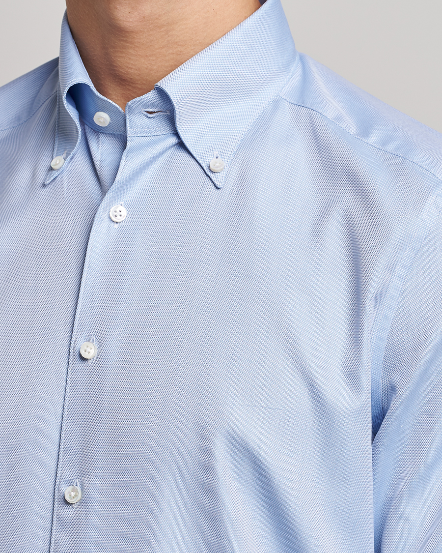 Hombres | Camisas | Stenströms | 1899 Slimline Supima Cotton Structure Shirt Blue