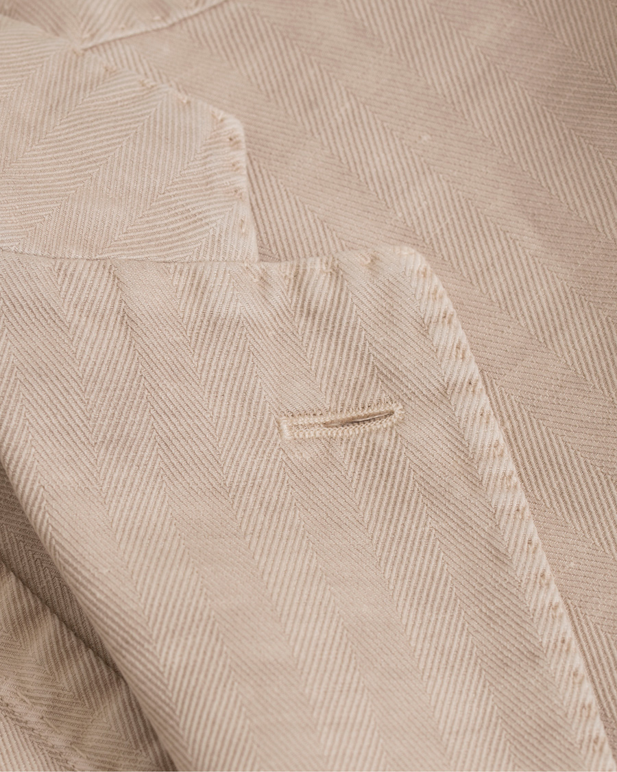 Hombres | Trajes | Boglioli | K Jacket Cotton/Linen Herringbone Suit Beige