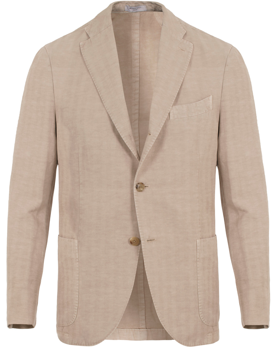 Hombres | Trajes | Boglioli | K Jacket Cotton/Linen Herringbone Suit Beige