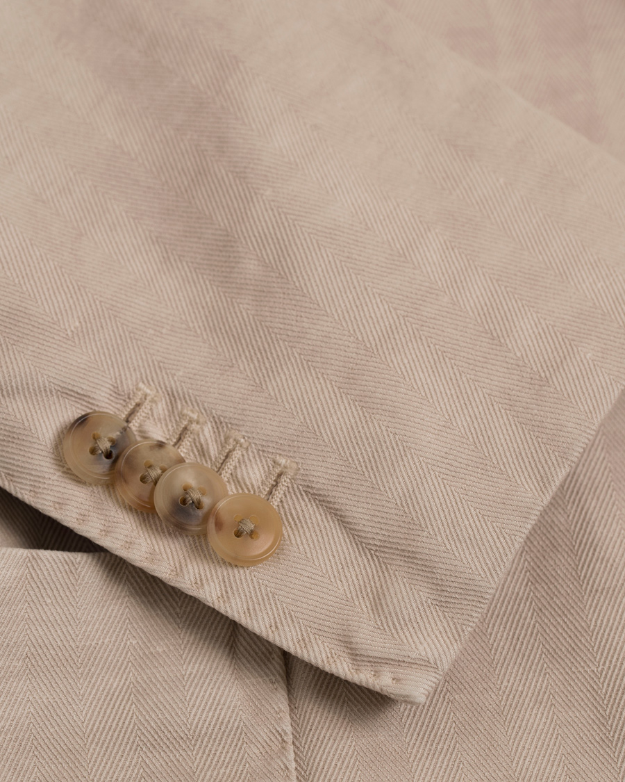 Hombres | Trajes | Boglioli | K Jacket Cotton/Linen Herringbone Suit Beige