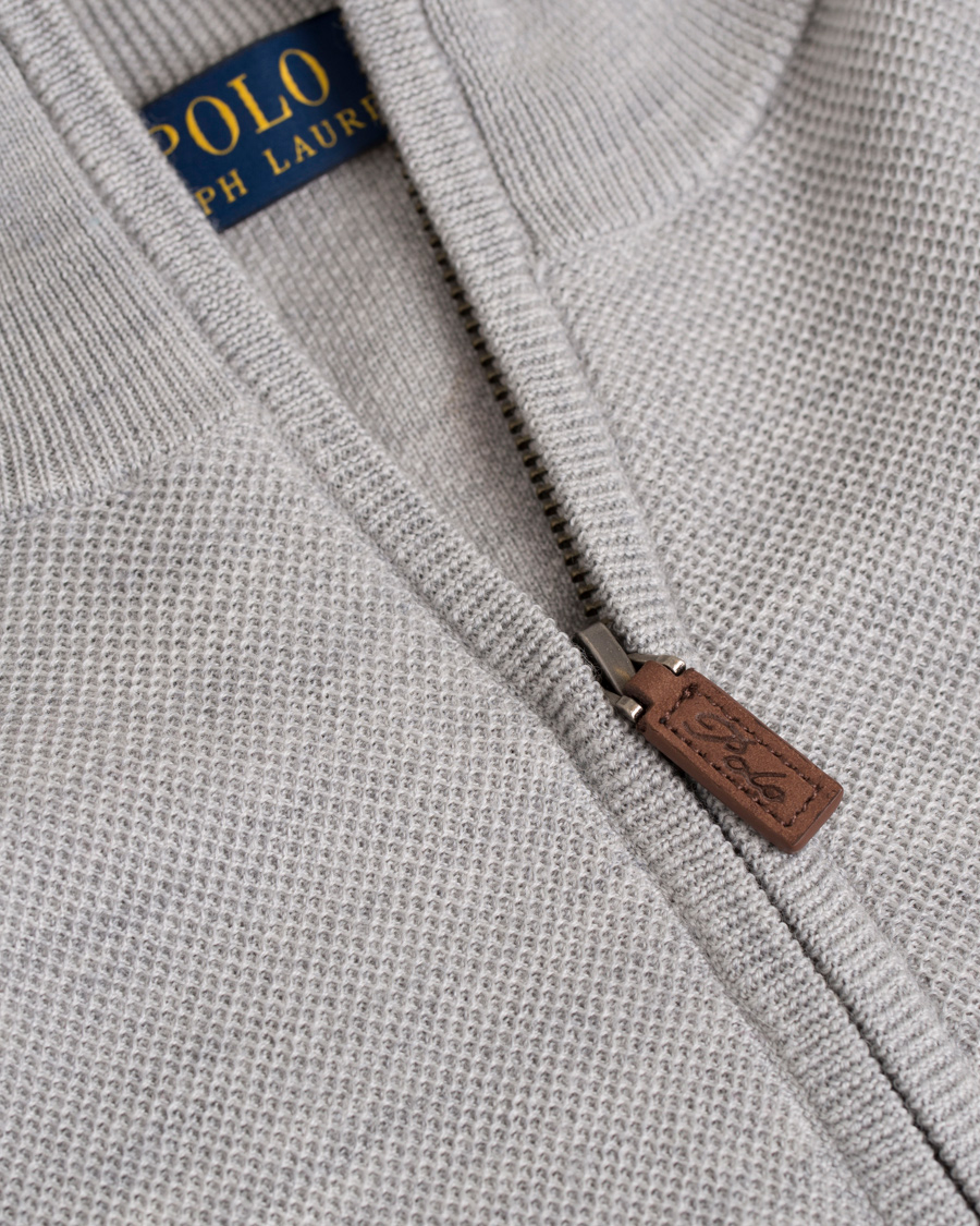 Hombres | Jerséis y prendas de punto | Polo Ralph Lauren | Cotton/Silk/Cashmere Half Zip Honeycomb Grey Heather