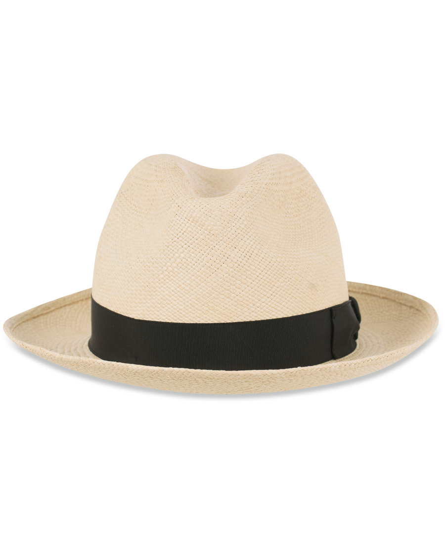 Hombres | Borsalino Panama Quito Hat With Medium Brim Natural With Black | Borsalino | Panama Quito Hat With Medium Brim Natural With Black