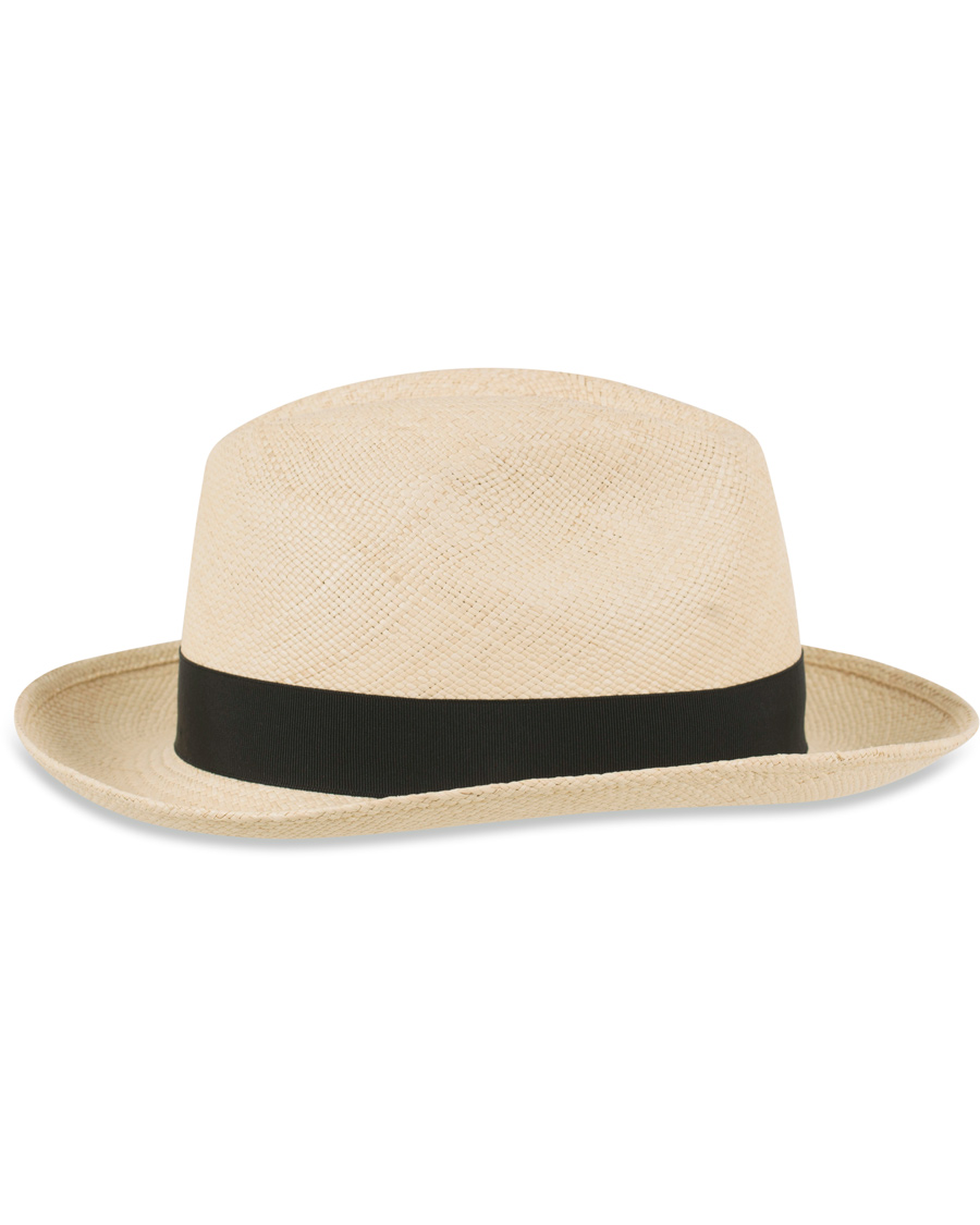 Hombres | Borsalino Panama Quito Hat With Medium Brim Natural With Black | Borsalino | Panama Quito Hat With Medium Brim Natural With Black