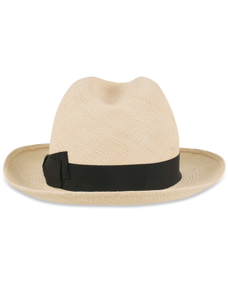 Hombres | Borsalino Panama Quito Hat With Medium Brim Natural With Black | Borsalino | Panama Quito Hat With Medium Brim Natural With Black