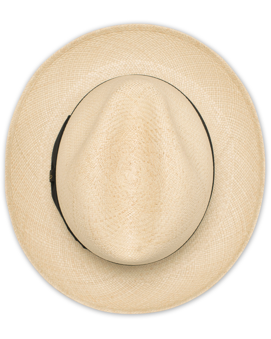 Hombres | Borsalino Panama Quito Hat With Medium Brim Natural With Black | Borsalino | Panama Quito Hat With Medium Brim Natural With Black