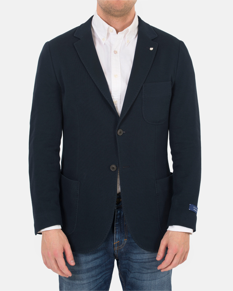 Hombres | Blazers | Gant | Weekender Fit Cotton Pique Blazer Navy