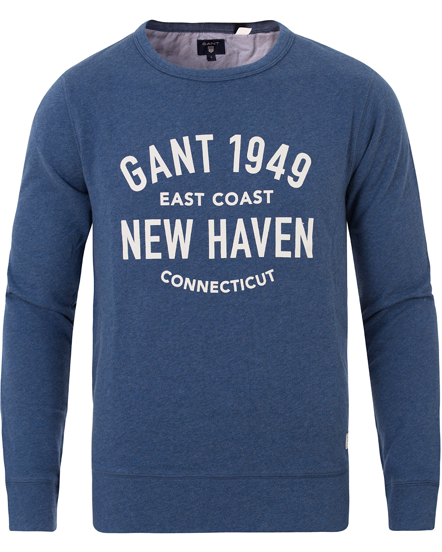Hombres | Jerséis y prendas de punto | GANT | New Haven Sweatshirt Blue Melange