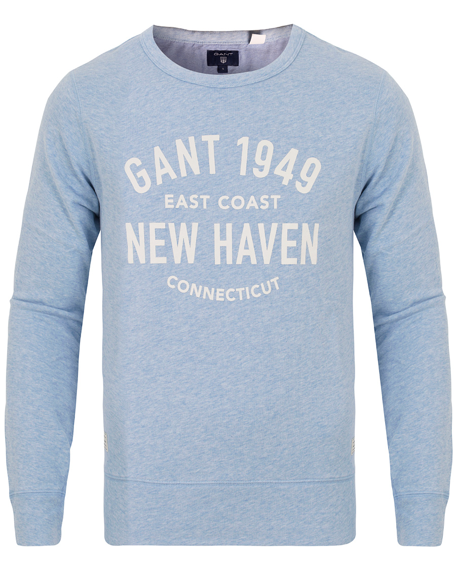 Hombres | Jerséis y prendas de punto | GANT | New Haven Sweatshirt Frost Blue Melange