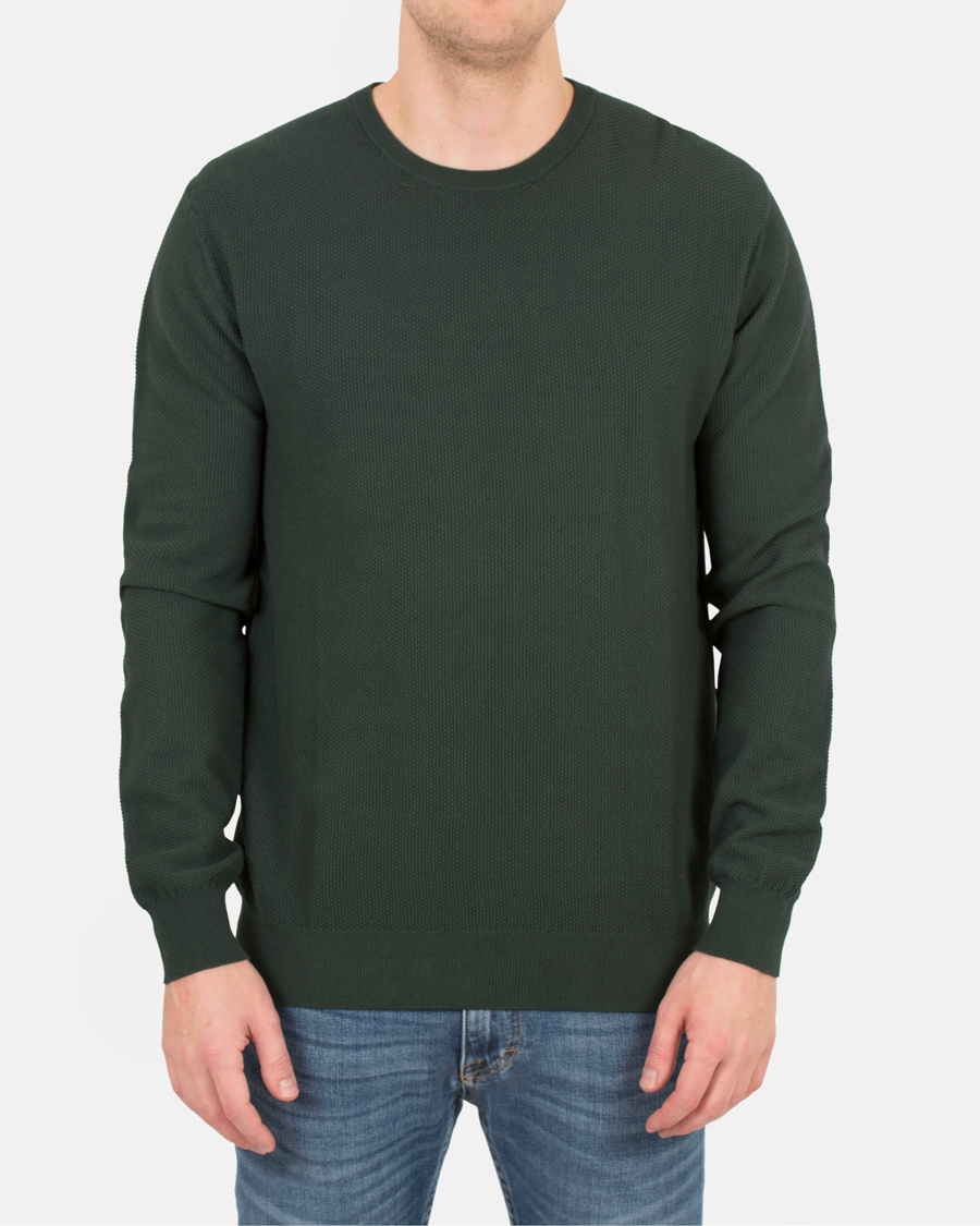 Hombres | Jerséis y prendas de punto | Tiger of Sweden | Matias Waffle Crew Neck Nobel Green