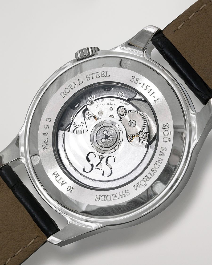Hombres | Sjöö Sandström Royal Steel Classic 41mm Black and Black Alligator | Sjöö Sandström | Royal Steel Classic 41mm Black and Black Alligator