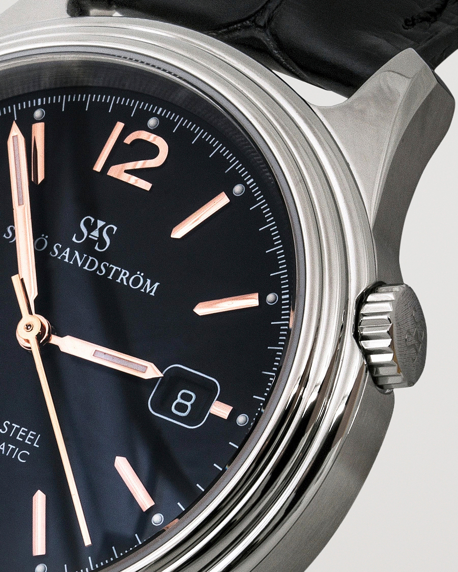 Hombres | Sjöö Sandström Royal Steel Classic 41mm Black and Black Alligator | Sjöö Sandström | Royal Steel Classic 41mm Black and Black Alligator