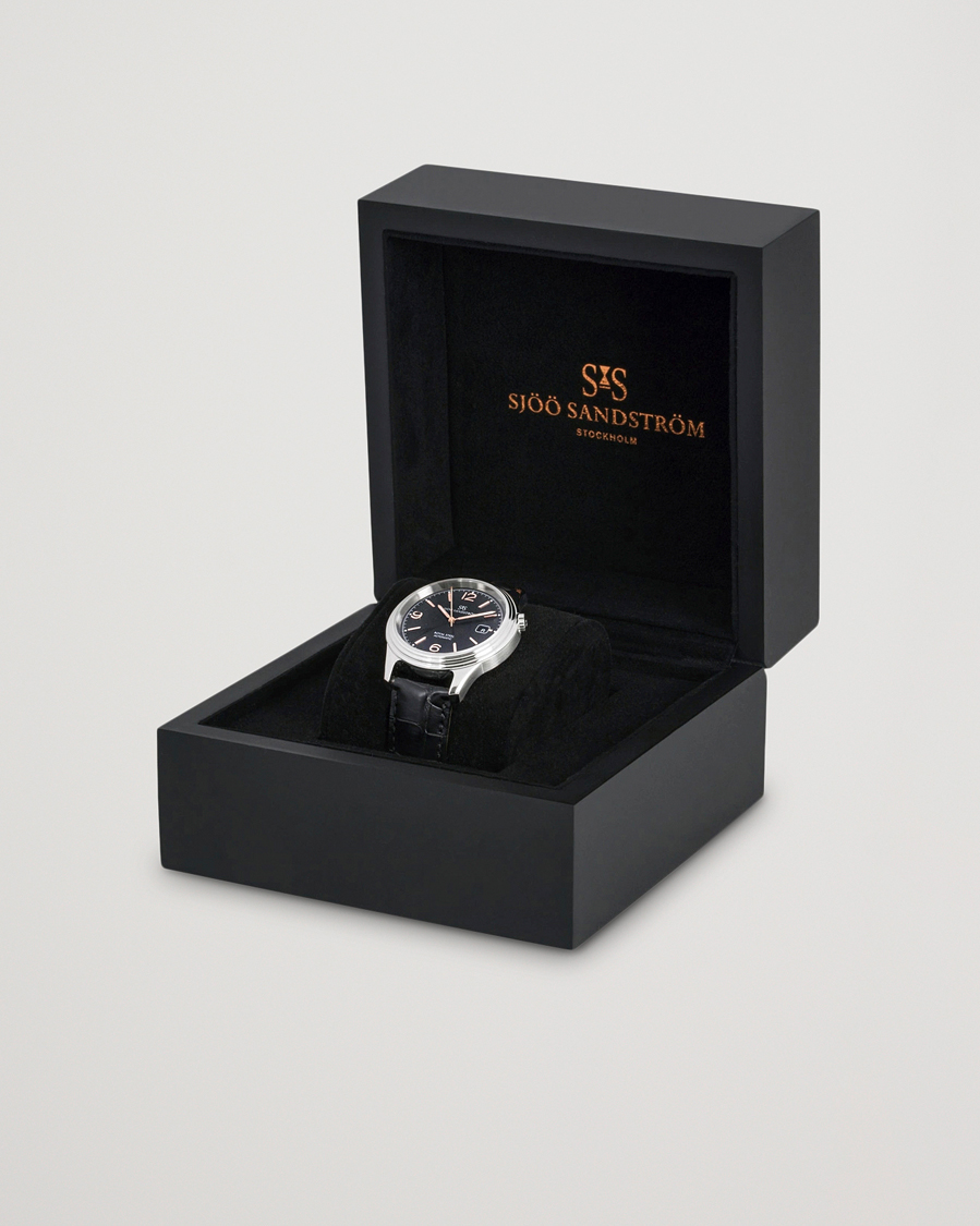 Hombres | Sjöö Sandström Royal Steel Classic 41mm Black and Black Alligator | Sjöö Sandström | Royal Steel Classic 41mm Black and Black Alligator