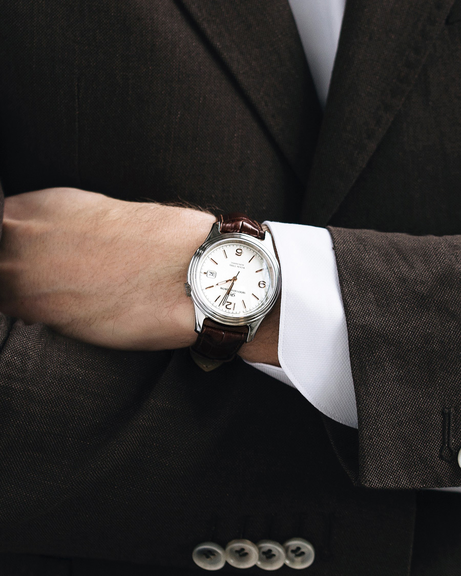 Hombres | Sjöö Sandström Royal Steel Classic 41mm Ivory and Brown Alligator | Sjöö Sandström | Royal Steel Classic 41mm Ivory and Brown Alligator