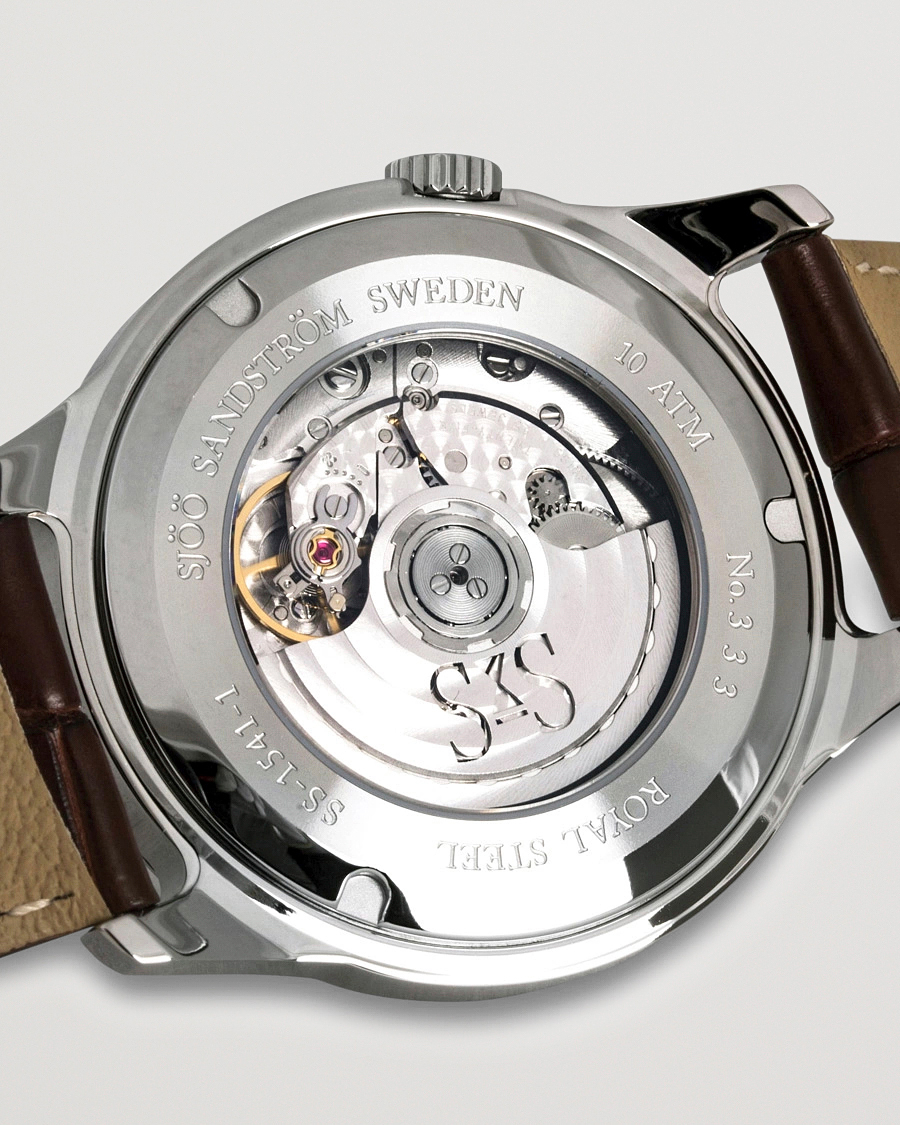 Hombres | Sjöö Sandström Royal Steel Classic 41mm Ivory and Brown Alligator | Sjöö Sandström | Royal Steel Classic 41mm Ivory and Brown Alligator