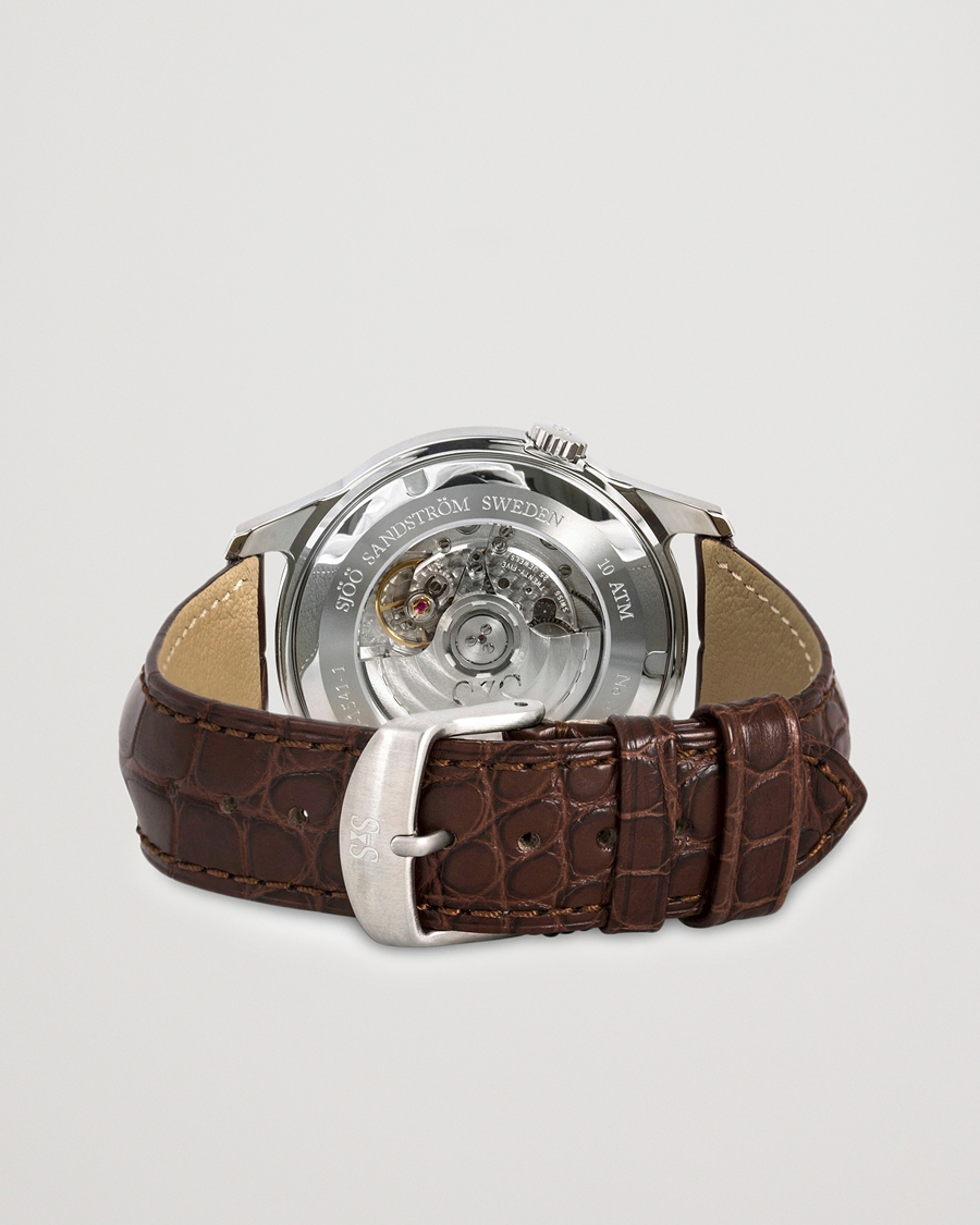 Hombres | Sjöö Sandström Royal Steel Classic 41mm Ivory and Brown Alligator | Sjöö Sandström | Royal Steel Classic 41mm Ivory and Brown Alligator