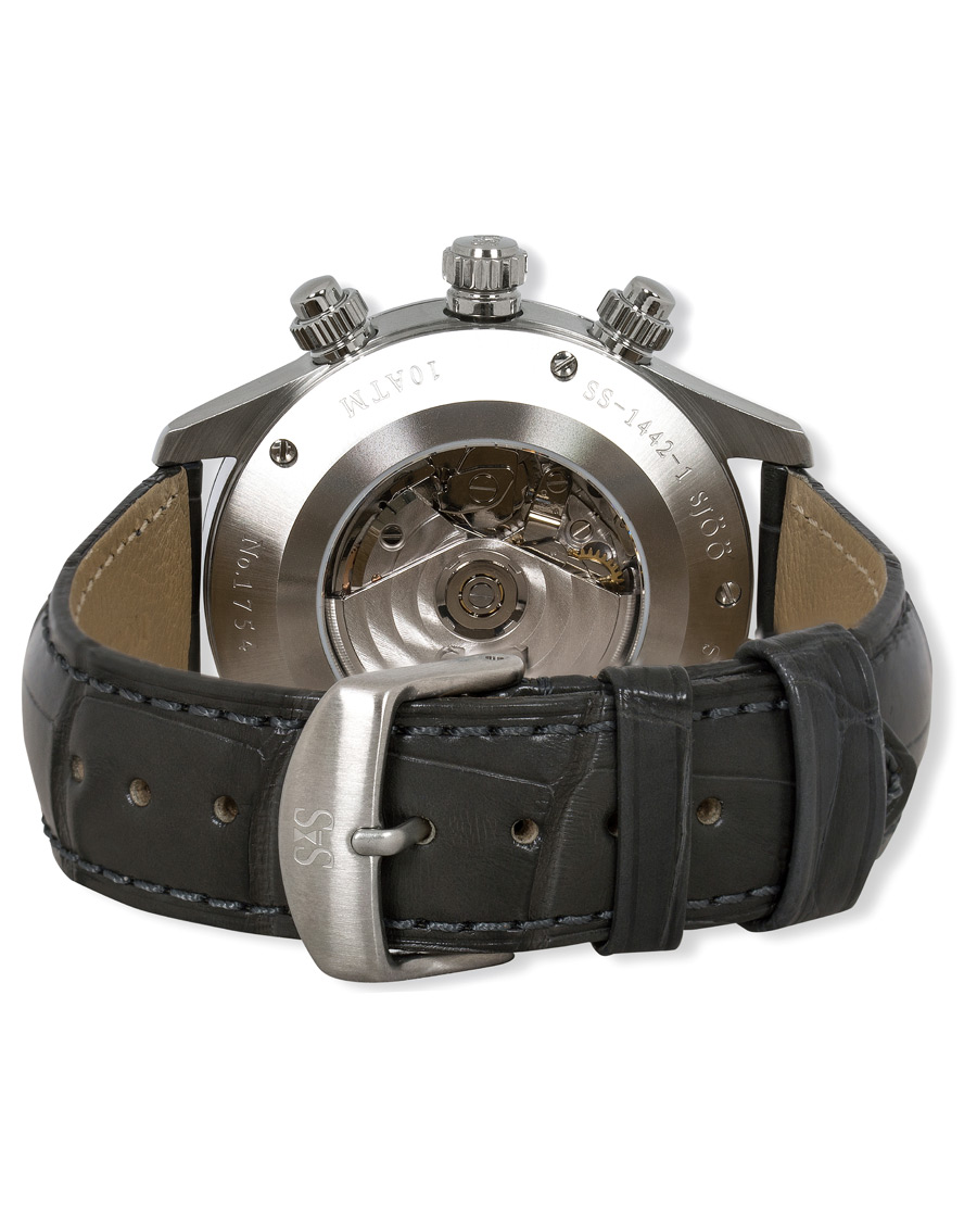 Hombres | Sjöö Sandström Royal Steel Chronograph Grey and Grey Alligator 42 mm | Sjöö Sandström | Royal Steel Chronograph Grey and Grey Alligator 42 mm
