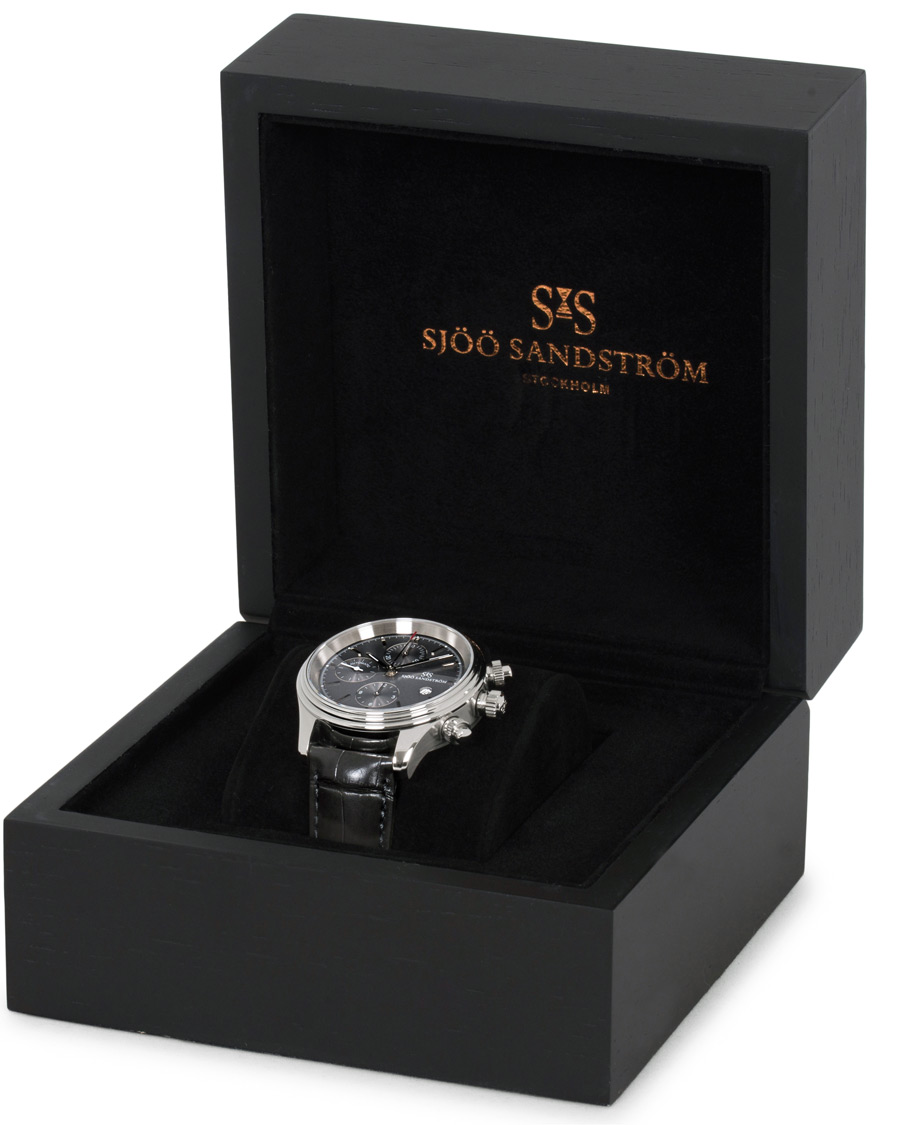 Hombres | Sjöö Sandström Royal Steel Chronograph Grey and Grey Alligator 42 mm | Sjöö Sandström | Royal Steel Chronograph Grey and Grey Alligator 42 mm