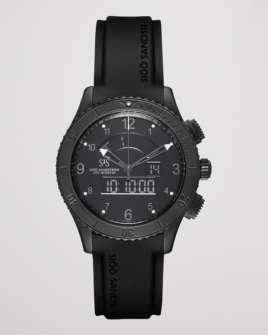 Hombres | Sjöö Sandström UTC Skydiver 44,2mm Black Night and Black Rubber | Sjöö Sandström | UTC Skydiver 44,2mm Black Night and Black Rubber