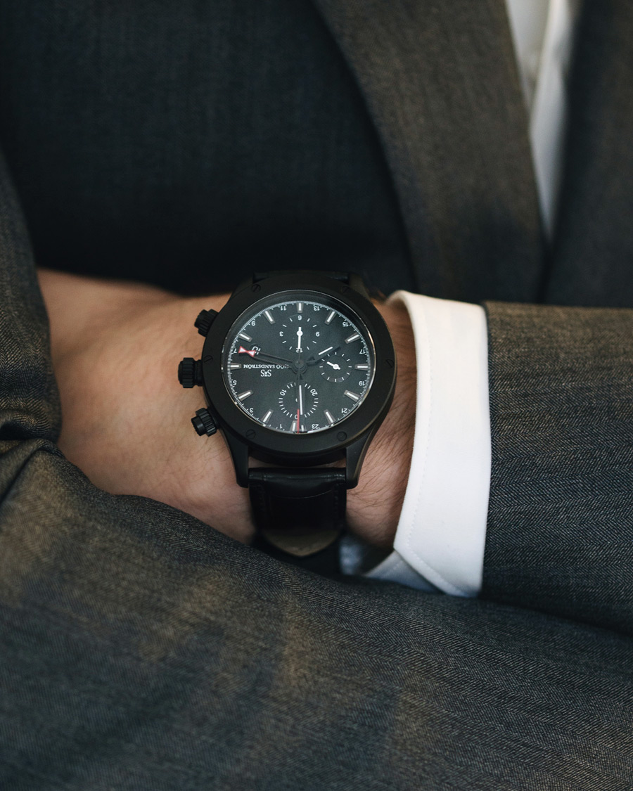 Hombres | Sjöö Sandström UTC Extreme 44,2mm Black and Black Alligator | Sjöö Sandström | UTC Extreme 44,2mm Black and Black Alligator