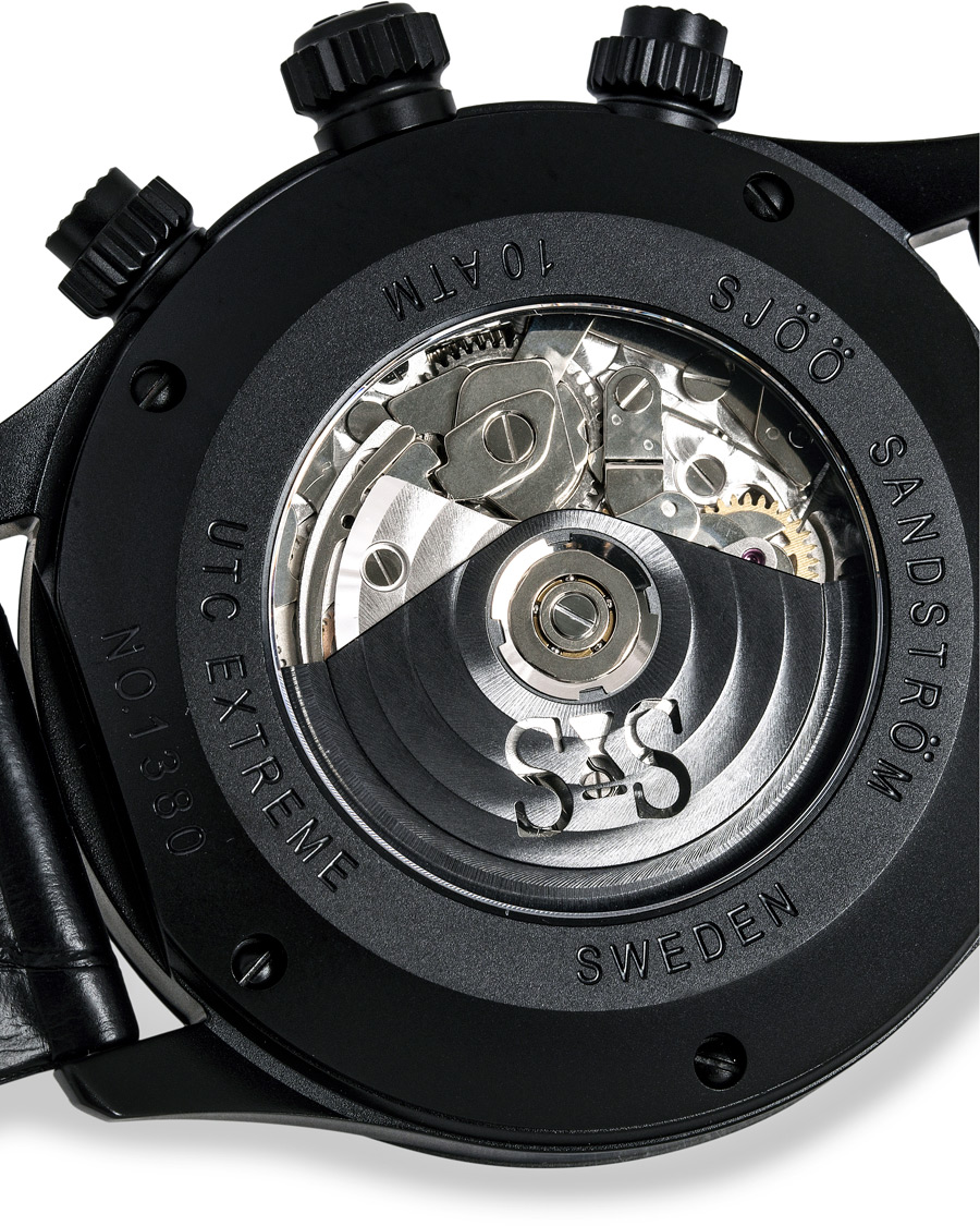 Hombres | Sjöö Sandström UTC Extreme 44,2mm Black and Black Alligator | Sjöö Sandström | UTC Extreme 44,2mm Black and Black Alligator