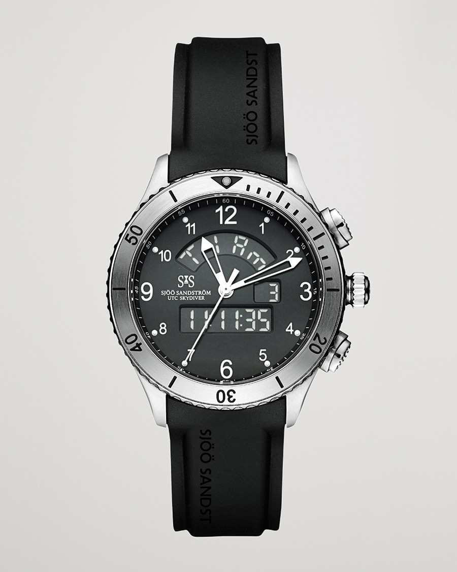 Hombres | Sjöö Sandström UTC Skydiver 44,2mm Black and Black Rubber | Sjöö Sandström | UTC Skydiver 44,2mm Black and Black Rubber