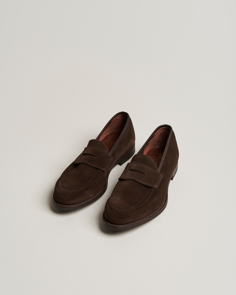 Hombres | Zapatos | Crockett & Jones | Harvard City Sole Dark Brown Suede