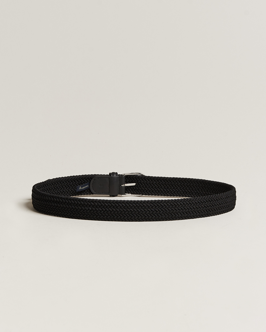 Hombres | Business & Beyond | Anderson\'s | Stretch Woven 3,5 cm Belt Black