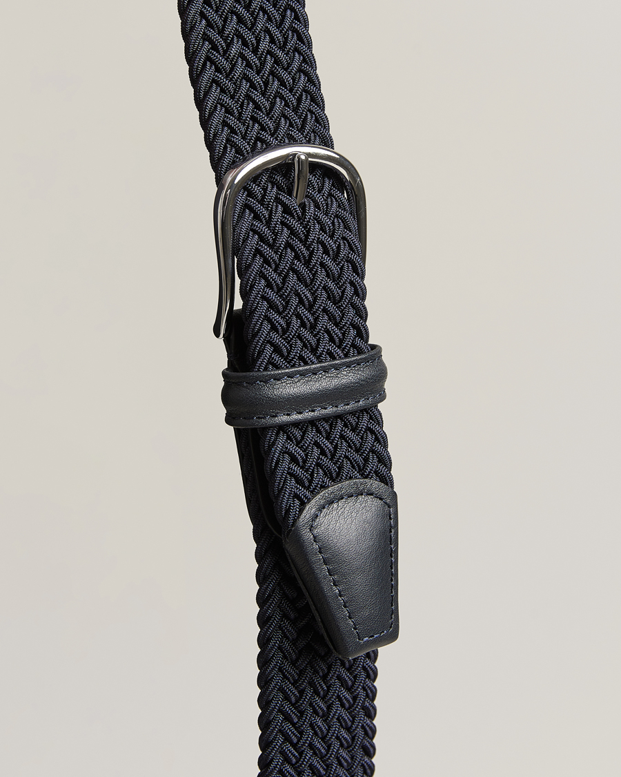 Hombres | Cinturones | Anderson's | Stretch Woven 3,5 cm Belt Navy